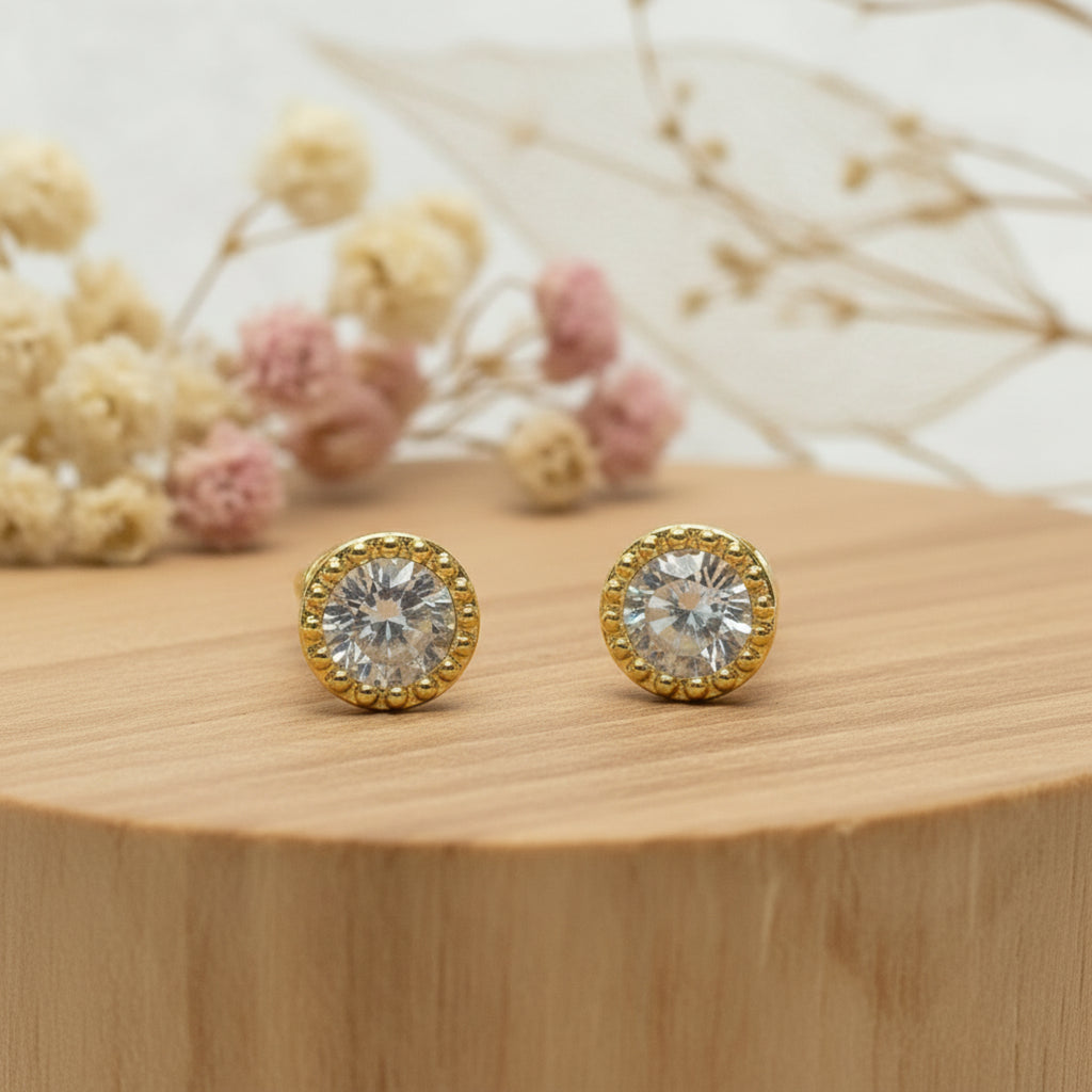 Boucles d'Oreilles Lucinda - Clous dorés 7mm plaquage or
