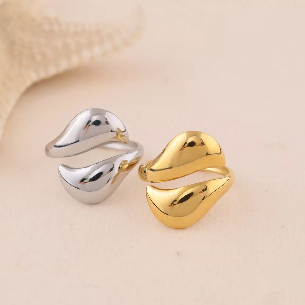 Bague Lina détail - bague élégante acier inoxydable doré
