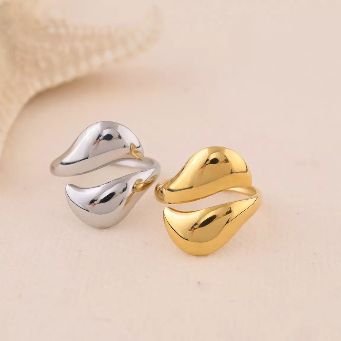 Bague Lina détail - bague élégante acier inoxydable doré
