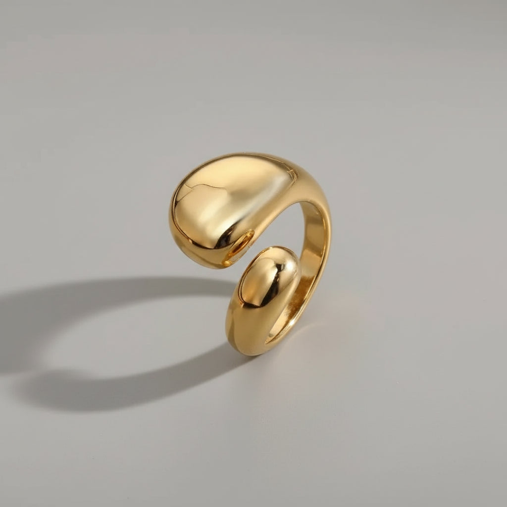 Bague Lucie détail - bague fine acier inoxydable doré
