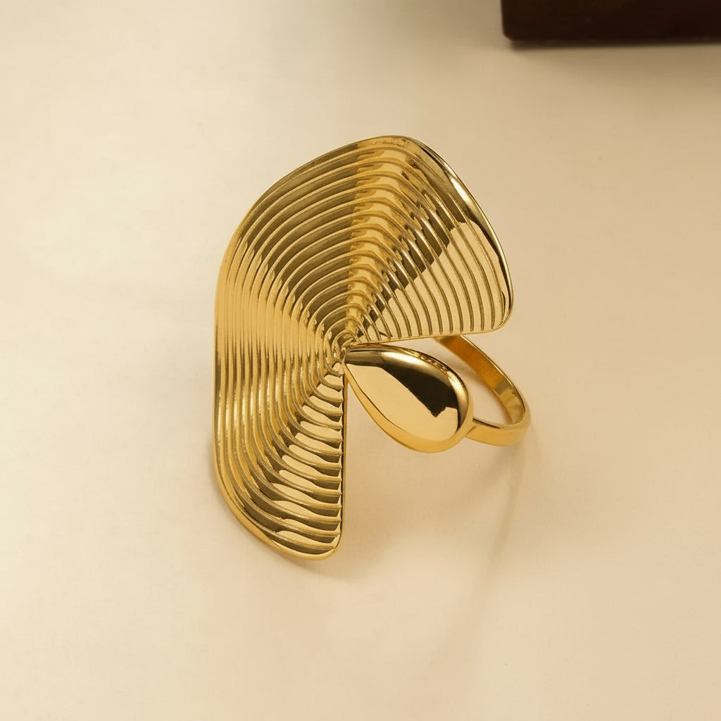 Bague Camille détail - bague fine acier inoxydable doré
