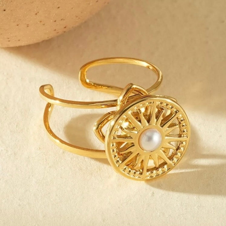 Bague Mel anti stress - bague tournante apaisante acier inoxydable doré
