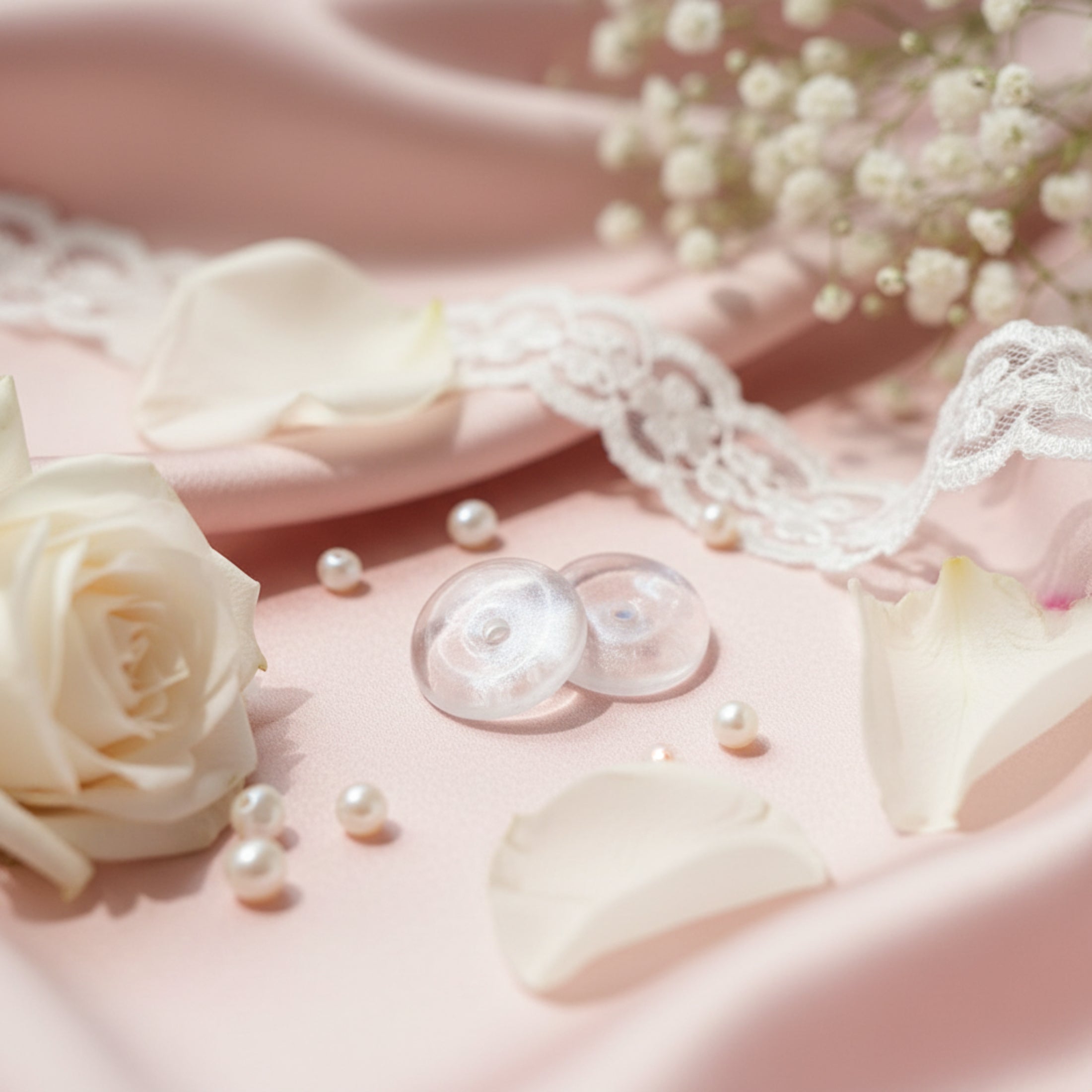 Pampilles Promesse en résine transparent/blanc nacré rondes - Création artisanale ÔParis 2,7 cm
