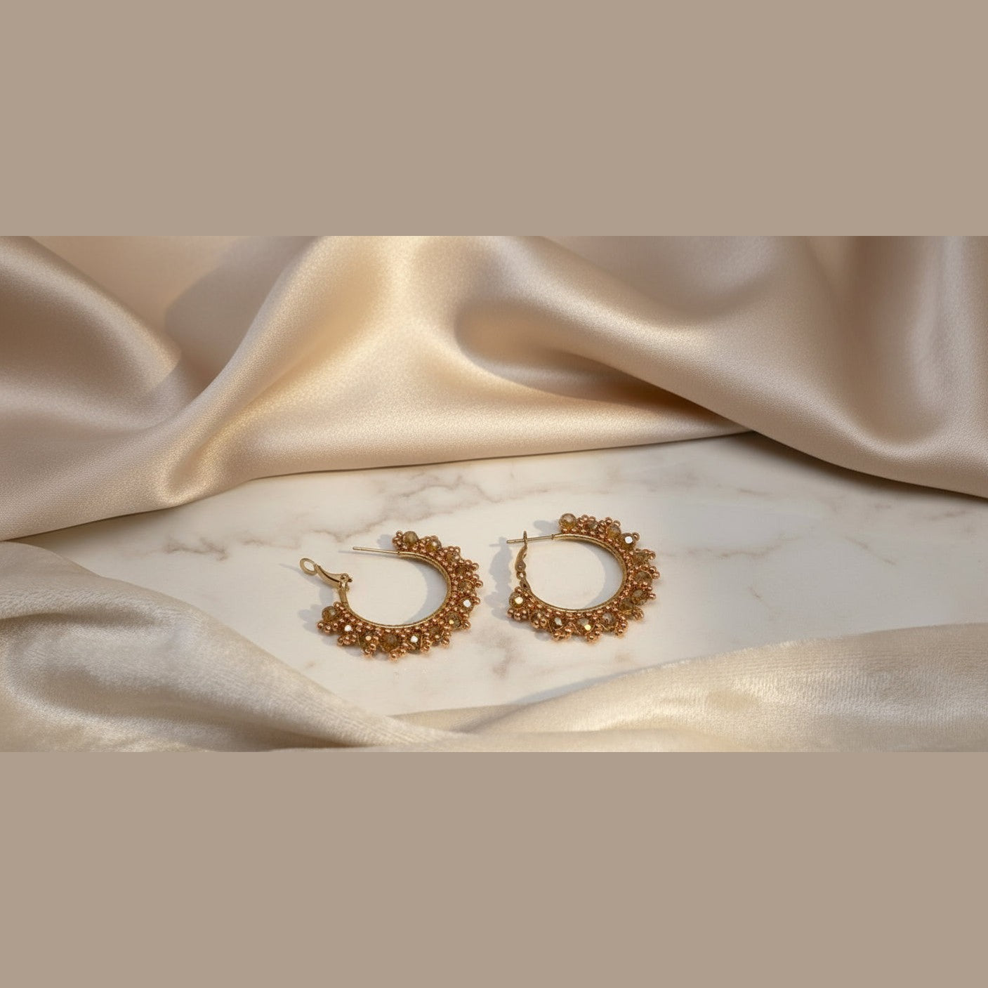 Créoles Annamay ÔParis tissées fait main perles Miyuki dorées champagne - ÔParis