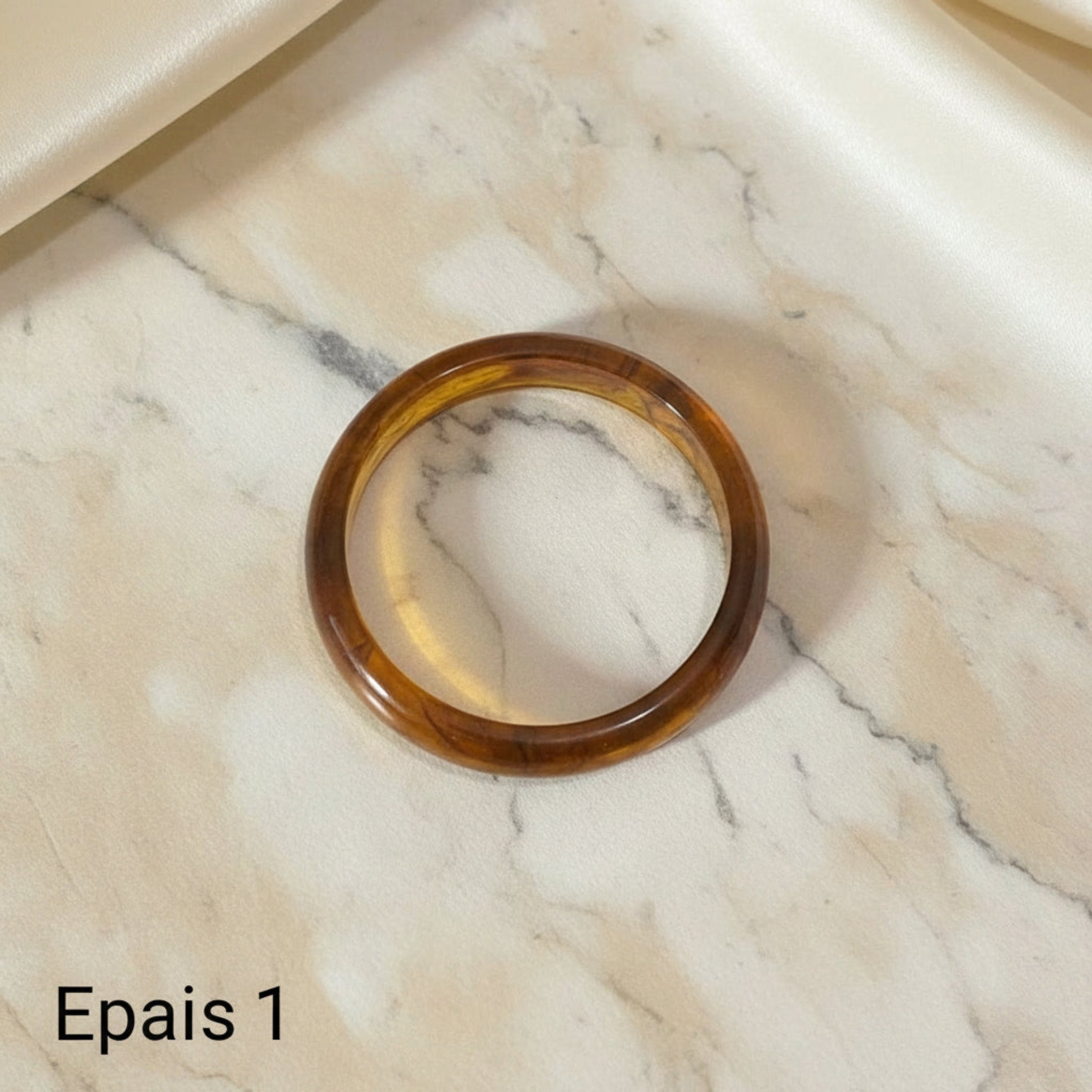 Bracelet jonc résine fin marron ivoire naturel 6,4 cm ÔParis
