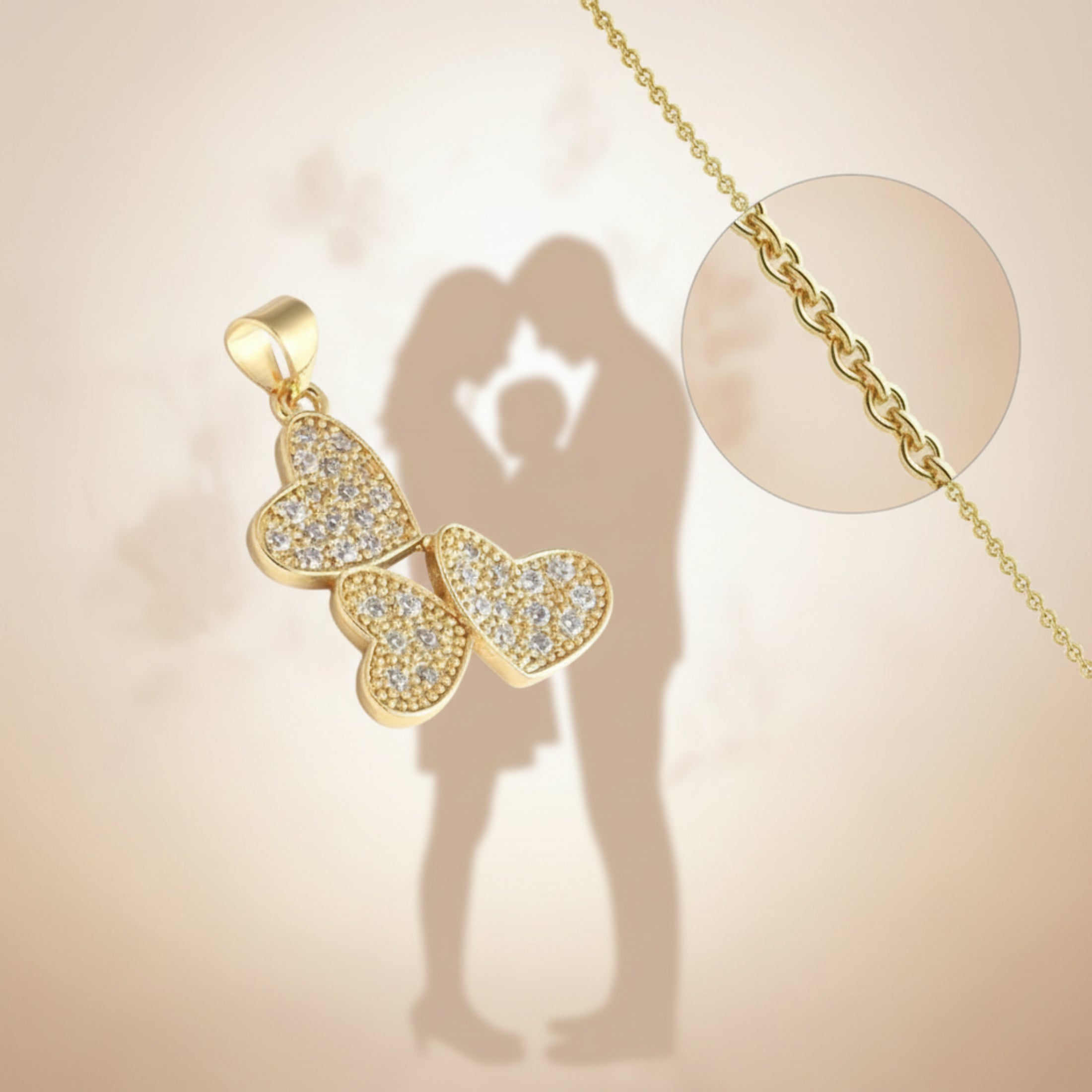 Collier Nous 3 - Collier doré pendentif trio de cœurs sertis de zirconiums
